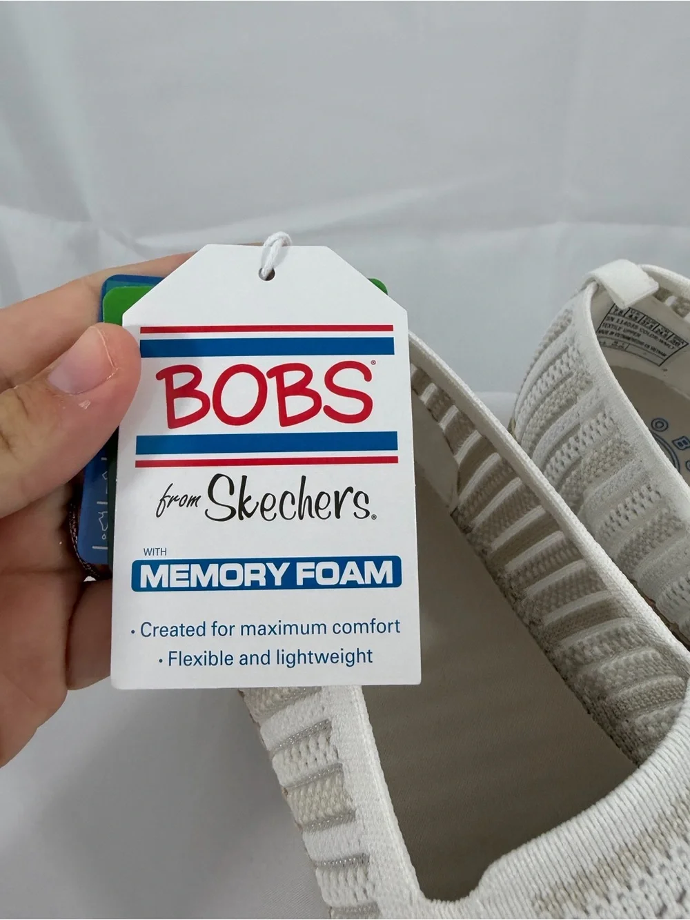 NWT BOBS By Skechers Women's Size 7.5 White Soft Slip-On Knit Espadrille Flats